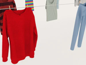 textured hanged clothes line 3D Model