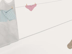 textured hanged clothes line 3D Model