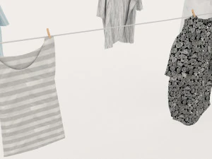 textured hanged clothes line 3D Model