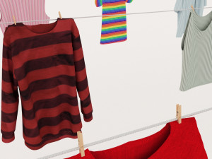 textured hanged clothes line 3D मॉडल