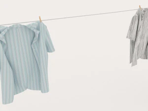 textured hanged clothes line 3D Model