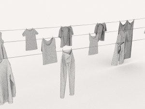 textured hanged clothes line 3D मॉडल