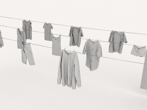 textured hanged clothes line 3D मॉडल