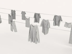 textured hanged clothes line 3D Model