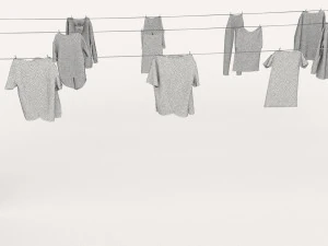 textured hanged clothes line 3D Model