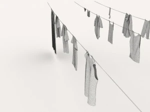 textured hanged clothes line 3D Model