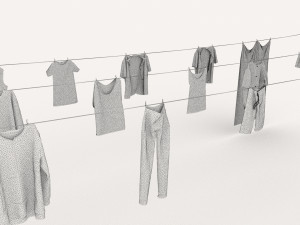 textured hanged clothes line 3D मॉडल