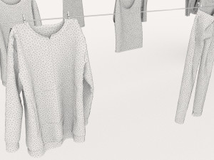 textured hanged clothes line 3D मॉडल