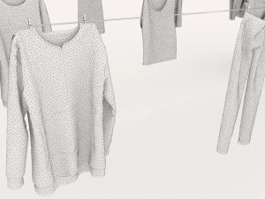 textured hanged clothes line 3D Model
