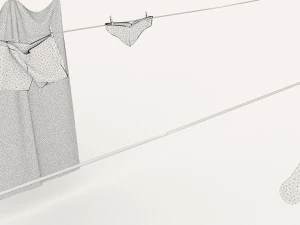 textured hanged clothes line 3D Model