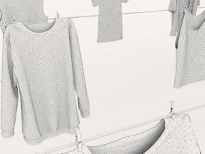 textured hanged clothes line 3D मॉडल