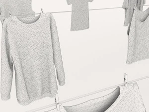 textured hanged clothes line 3D Model