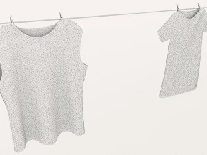 textured hanged clothes line 3D Model