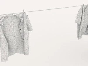 textured hanged clothes line 3D Model