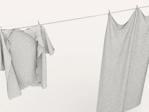 textured hanged clothes line 3D Model