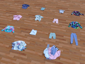 textured clothes lying 3D Model
