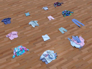 textured clothes lying 3D Model
