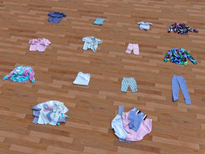 textured clothes lying 3D Model