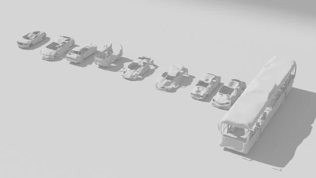 destroyed cars vol 1 wrecked car vehicle burnt war 3D Model .c4d .max .obj .3ds .fbx .stl .blend 