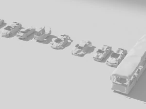 파괴된 자동차 vol 1 난파된 자동차 차량 탄 전쟁 3D 모델