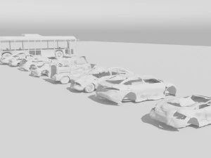 destroyed cars vol 1 wrecked car vehicle burnt war 3D Model