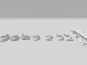 destroyed cars vol 1 wrecked car vehicle burnt war 3D Model
