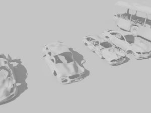 destroyed cars vol 1 wrecked car vehicle burnt war 3D Model