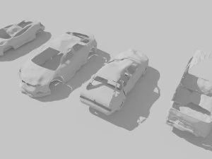 destroyed cars vol 1 wrecked car vehicle burnt war 3D Model