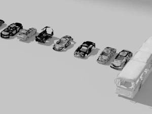 destroyed cars vol 1 wrecked car vehicle burnt war 3D Model