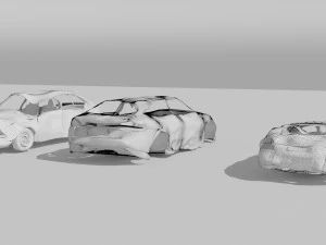 destroyed cars vol 1 wrecked car vehicle burnt war 3D Model