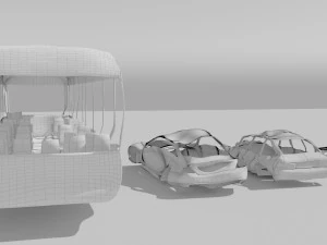 destroyed cars vol 1 wrecked car vehicle burnt war 3D Model