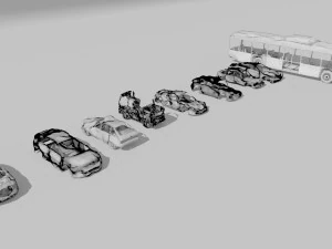 destroyed cars vol 1 wrecked car vehicle burnt war 3D Model