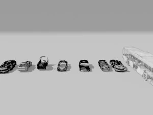 destroyed cars vol 1 wrecked car vehicle burnt war 3D Model