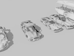 destroyed cars vol 1 wrecked car vehicle burnt war 3D Model