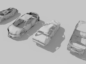 destroyed cars vol 1 wrecked car vehicle burnt war 3D Model