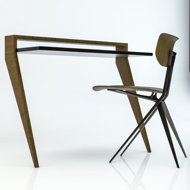 chairdesk 3D Model .c4d .max .obj .3ds .fbx .stl .blend 