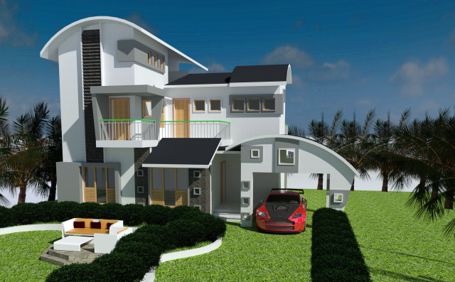 3d architectural modern house 3D 模型 .c4d .max .obj .3ds .fbx .stl .blend
