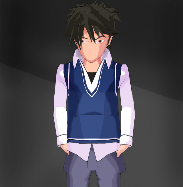 schoolboy anime character 3D Model .c4d .max .obj .3ds .fbx .stl .blend 