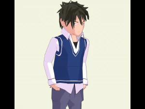 schoolboy anime character 3D Model