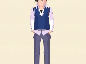 schoolboy anime character 3D Model