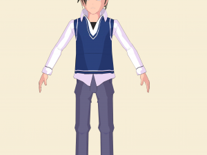 schoolboy anime character 3D Model