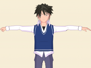 schoolboy anime character 3D Model