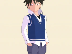 schoolboy anime character 3D Model