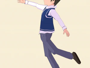 schoolboy anime character 3D Model