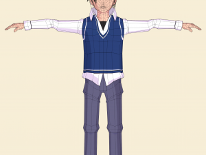 schoolboy anime character 3D Model