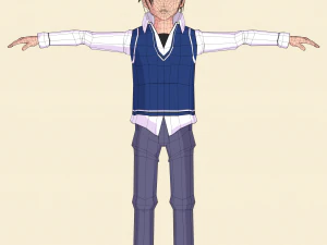 schoolboy anime character 3D Model
