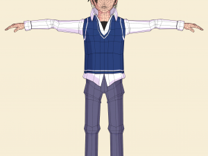 schoolboy anime character 3D Model