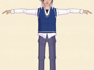 schoolboy anime character 3D Model