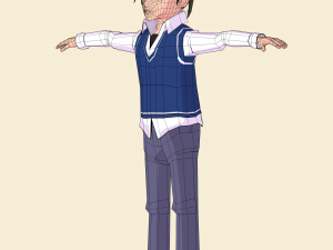 schoolboy anime character 3D Model