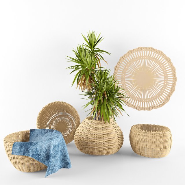 decor straw basket 3D 模型 .c4d .max .obj .3ds .fbx .stl .blend